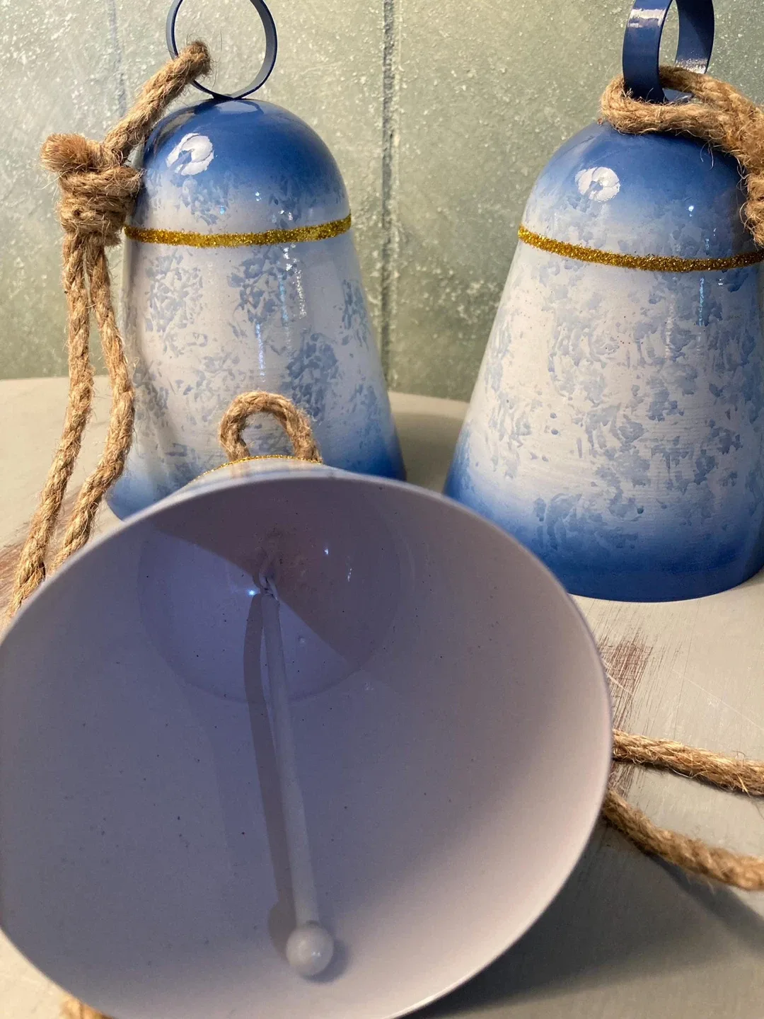 Set of 3 Decorative Blue Metal Bells image indicator(2)