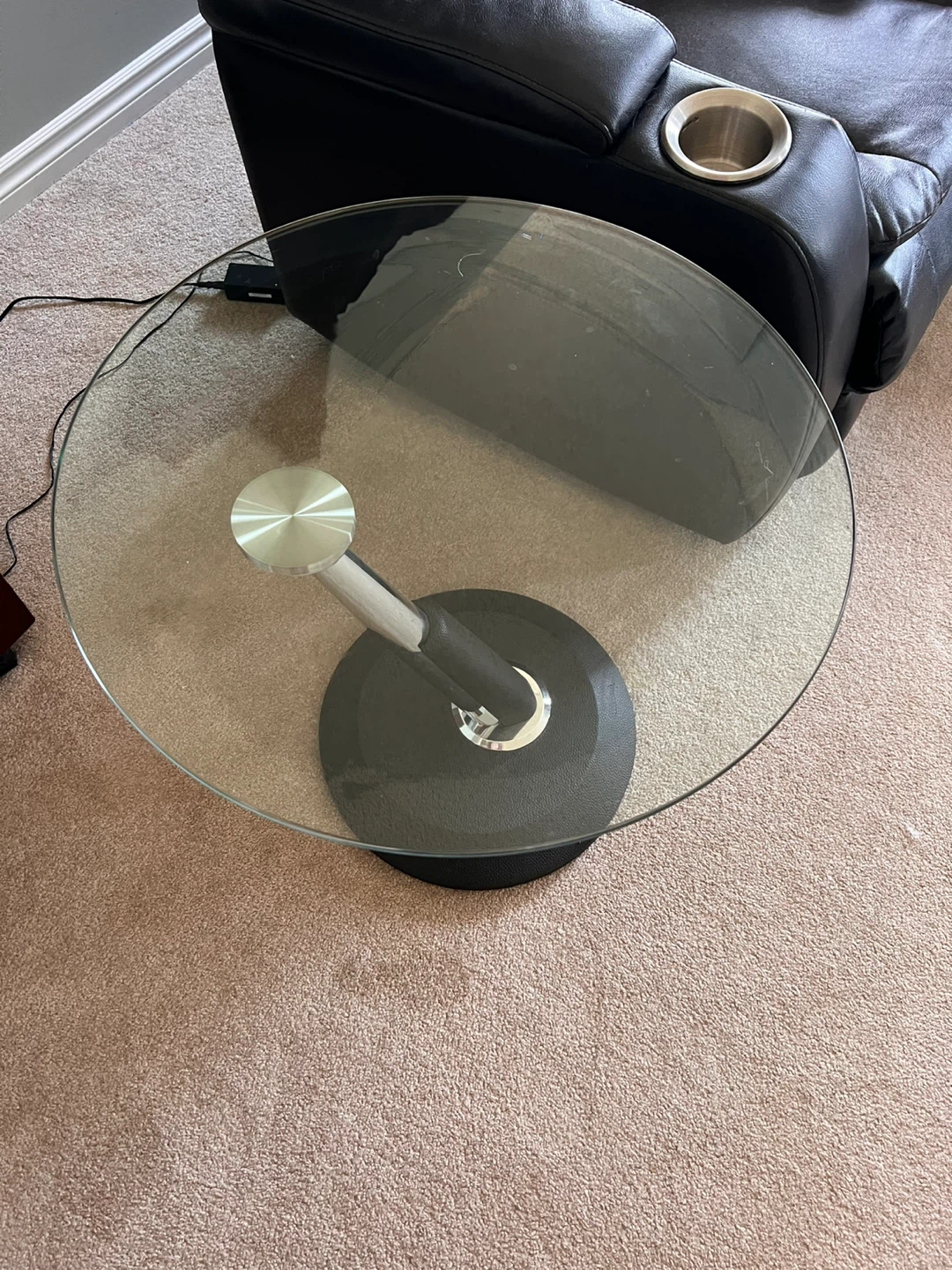 Round Glass Top Side Table - photo 3