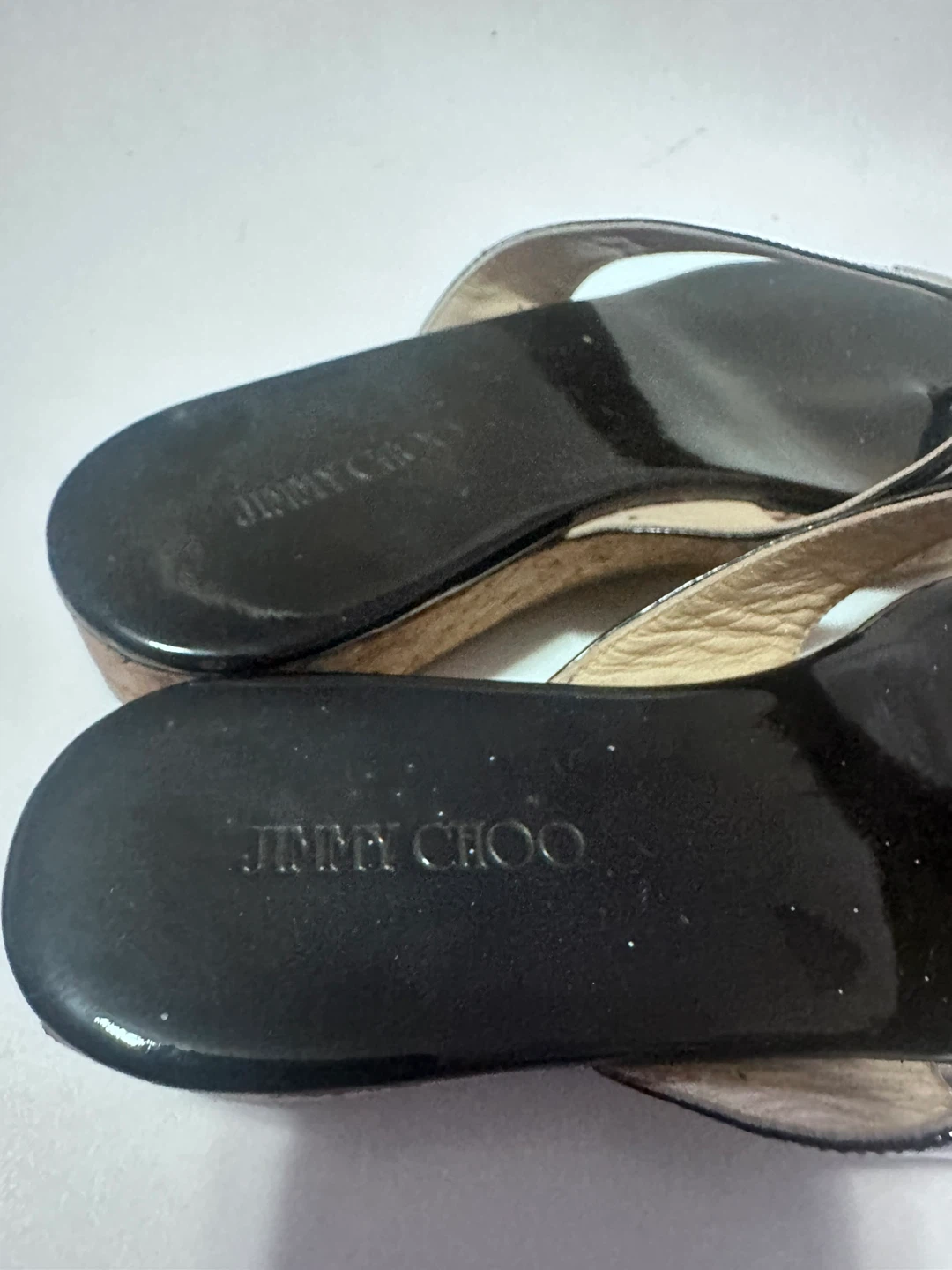 Jimmy Choo Black Thong Wedge Sandals - photo 5