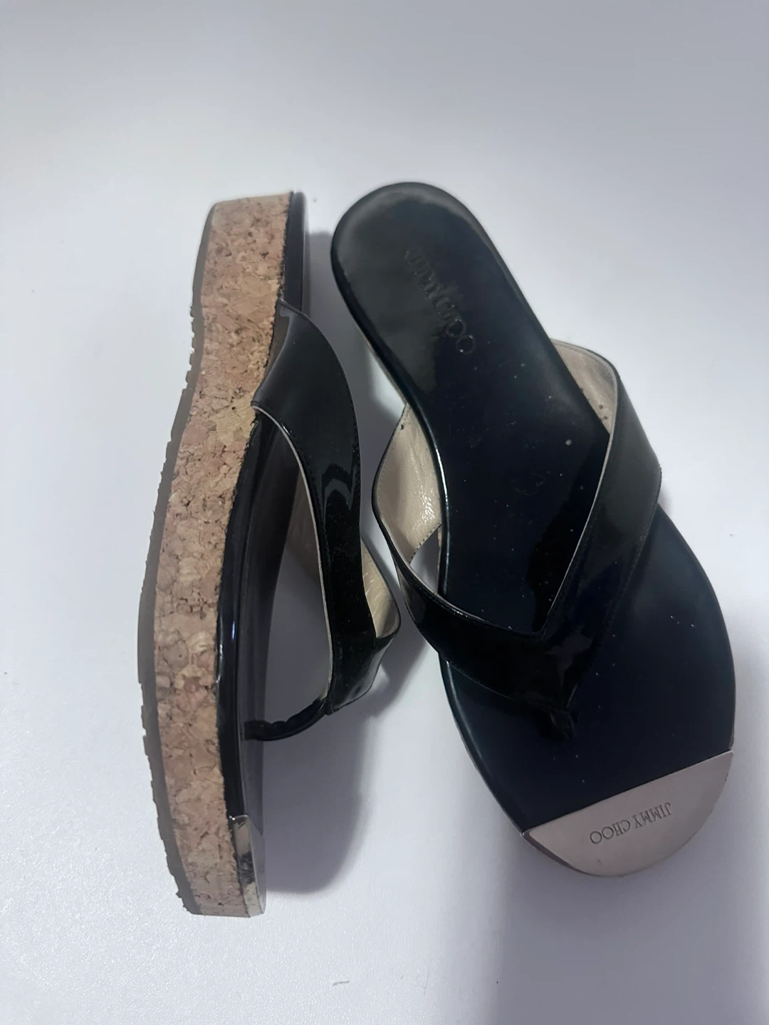 Jimmy Choo Black Thong Wedge Sandals - photo 3