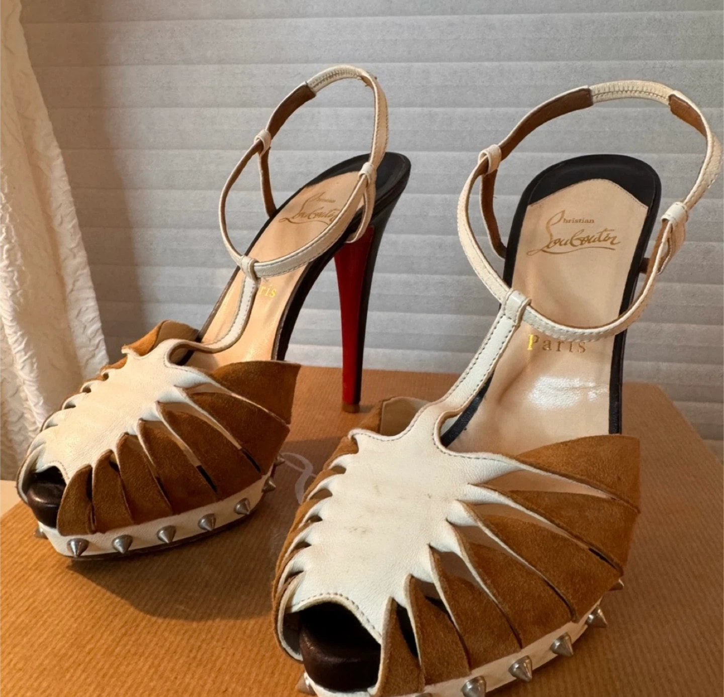 Christian Louboutin Brown Studded Heels - photo 3