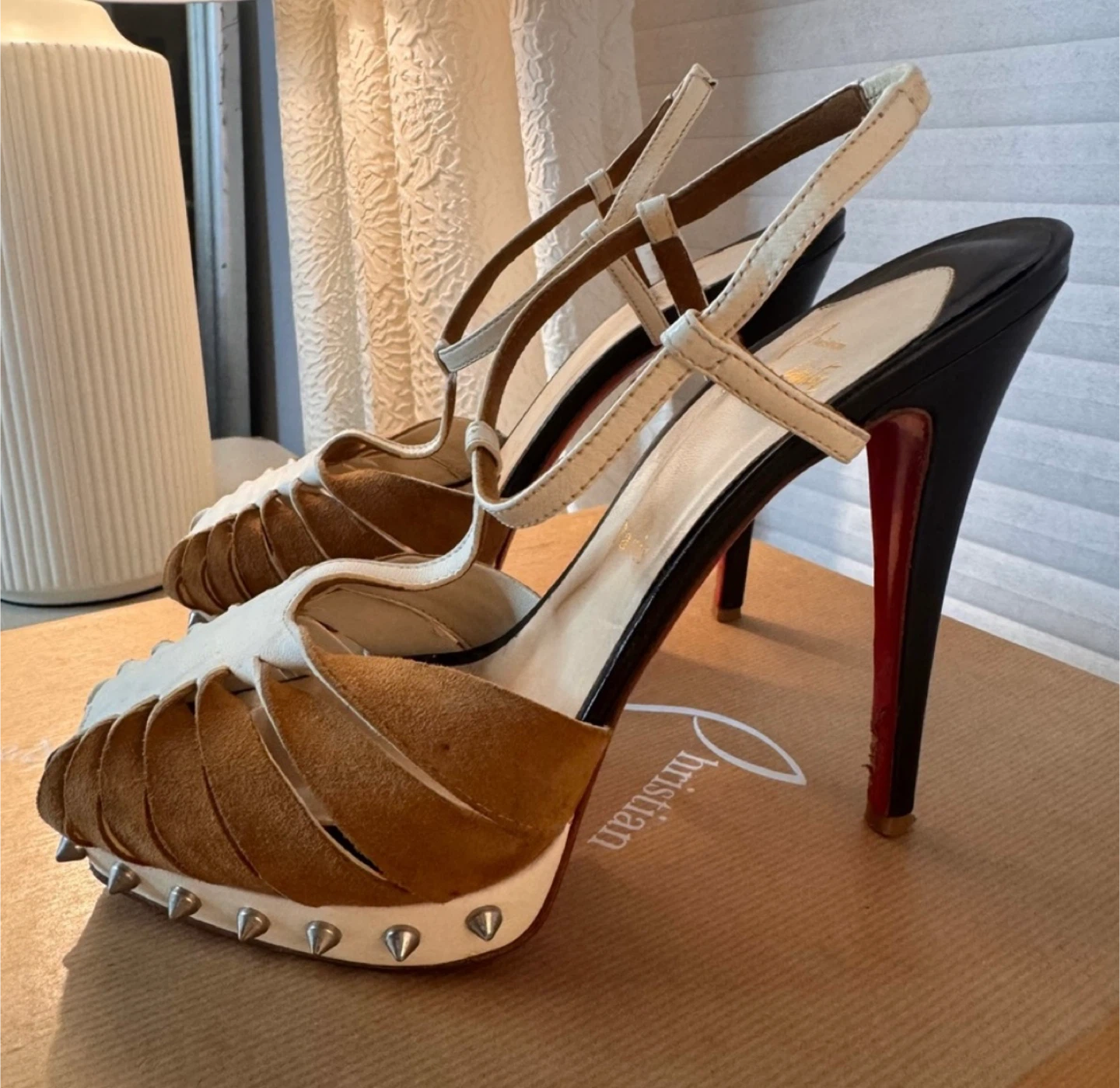 Christian Louboutin Brown Studded Heels - photo 2