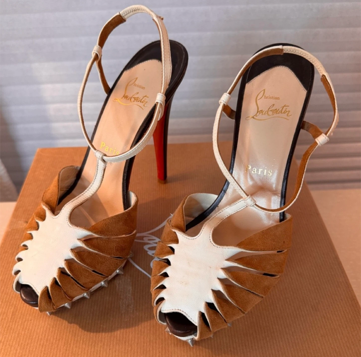 Christian Louboutin Brown Studded Heels