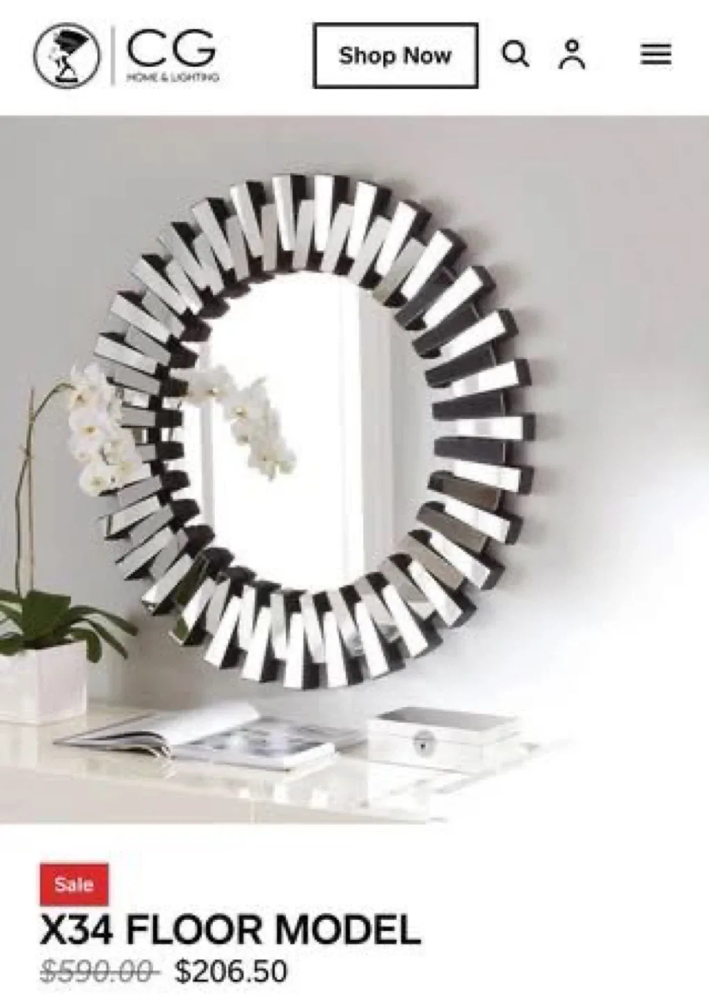 CG Home & Lighting X34 Round Mirror - New in Box! thumbnail