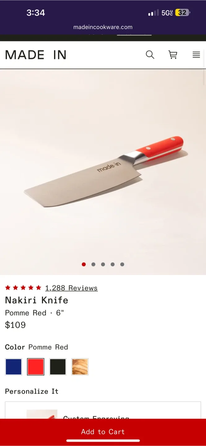 Made In Nakiri Knife - Pomme Red, 6" image indicator(3)