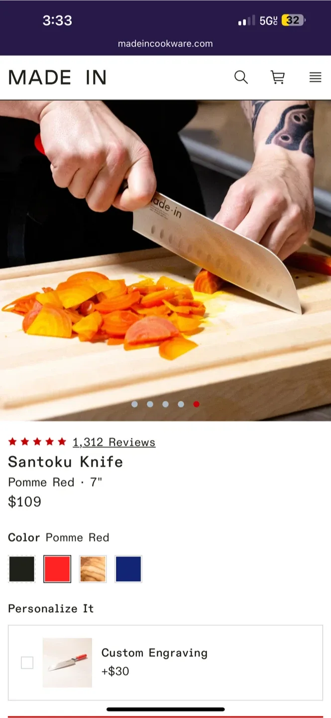 Made In Nakiri Knife - Pomme Red, 6" image indicator(5)