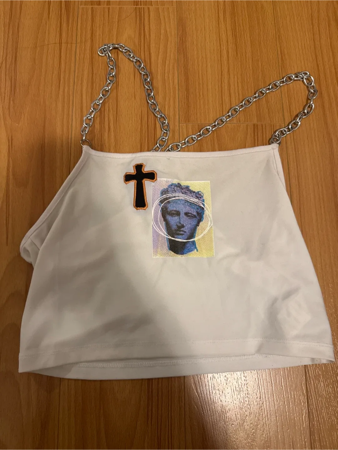 White Chain Strap Crop Top thumbnail