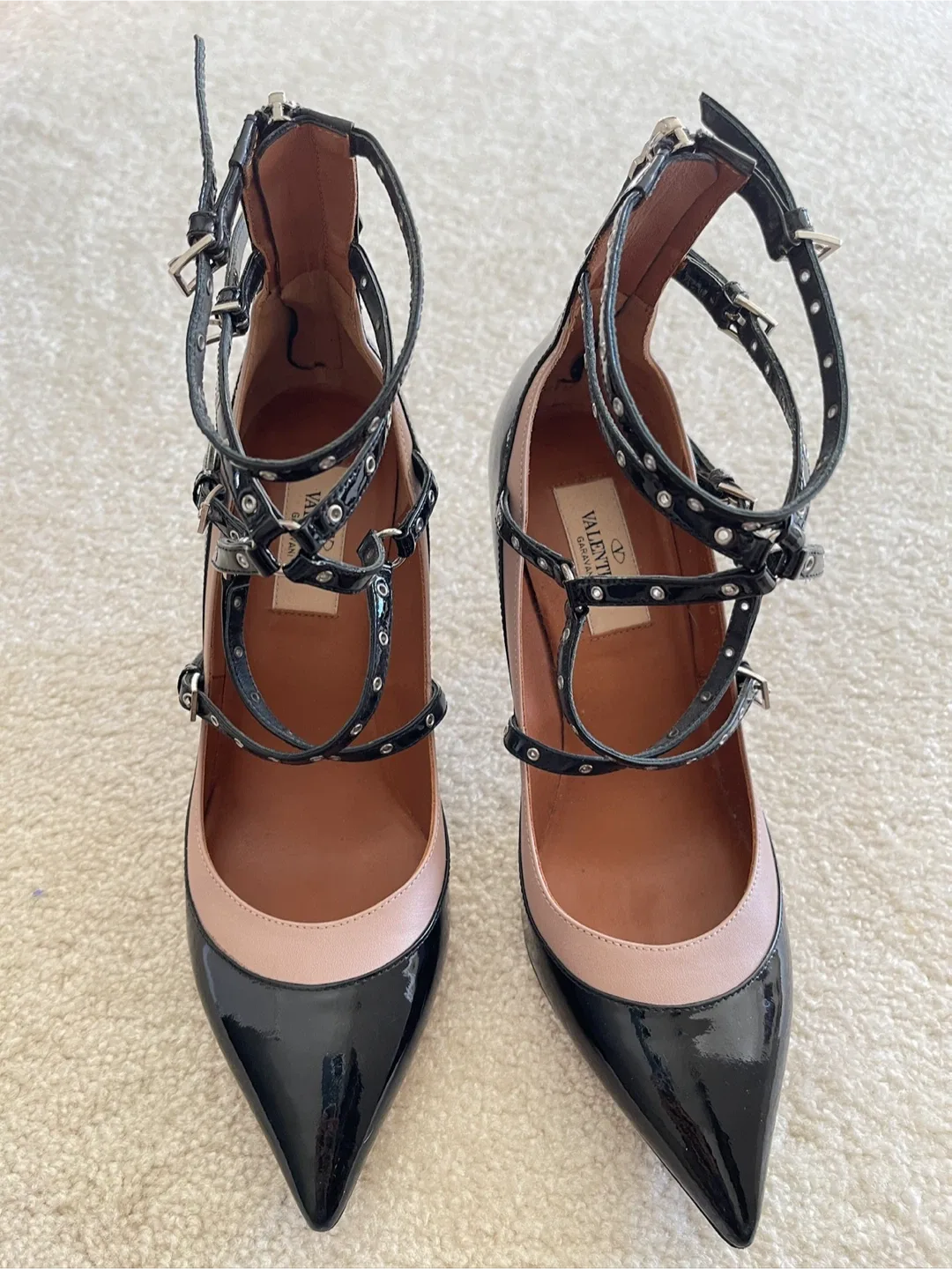 Valentino Black & Pink Pointed Heels image indicator(2)