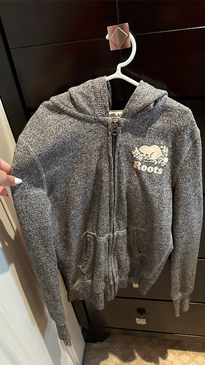 Roots Kids Grey Full Zip Hoodie - Size L (9-10 yrs)