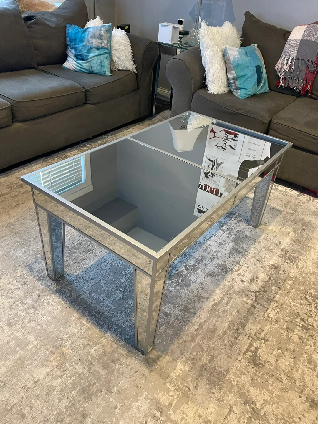 Mirrored Coffee Table and End Table Set - photo 3