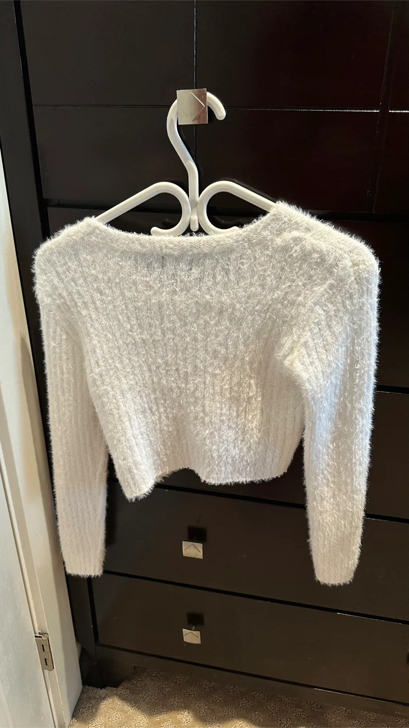 Almost Famous White Fuzzy Cardigan - Size S - photo 2