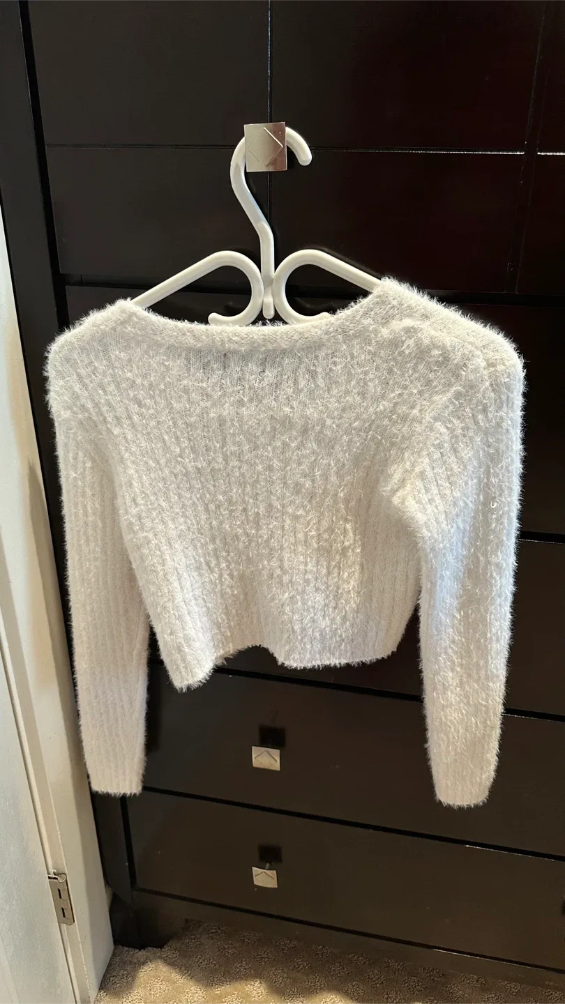 Almost Famous White Fuzzy Cardigan - Size S image indicator(2)