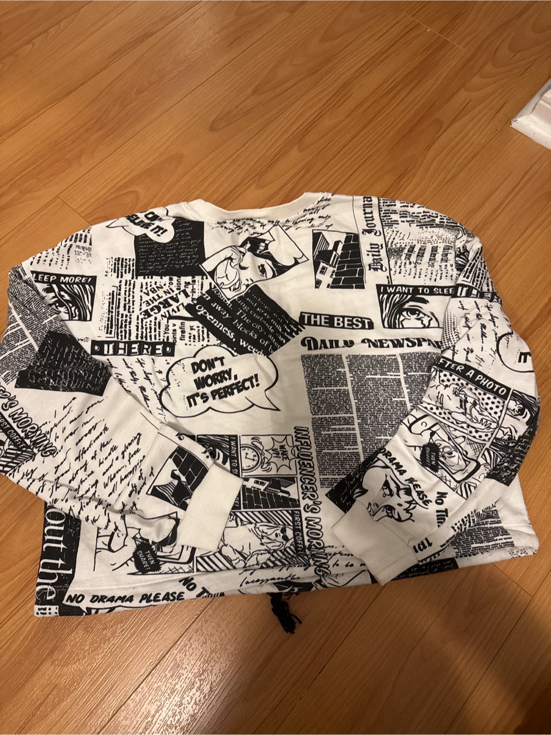 Newspaper Print Long Sleeve Top