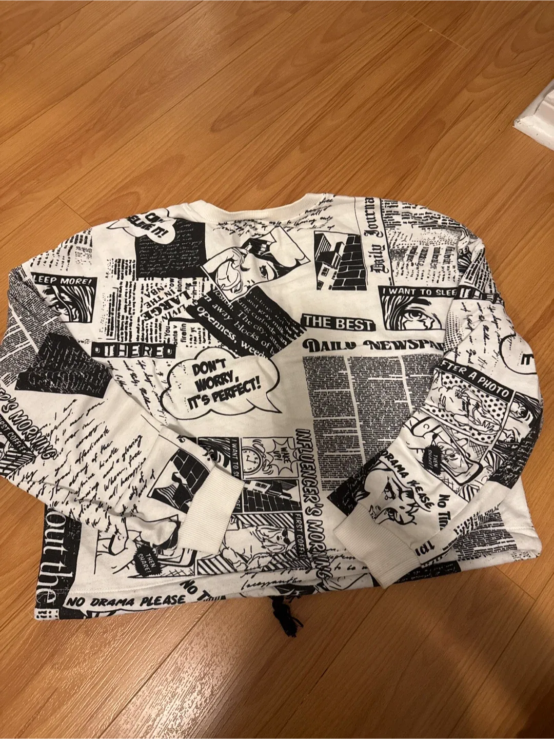 Newspaper Print Long Sleeve Top thumbnail