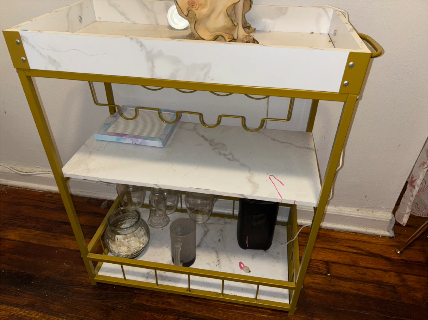 Gold & White Bar Cart