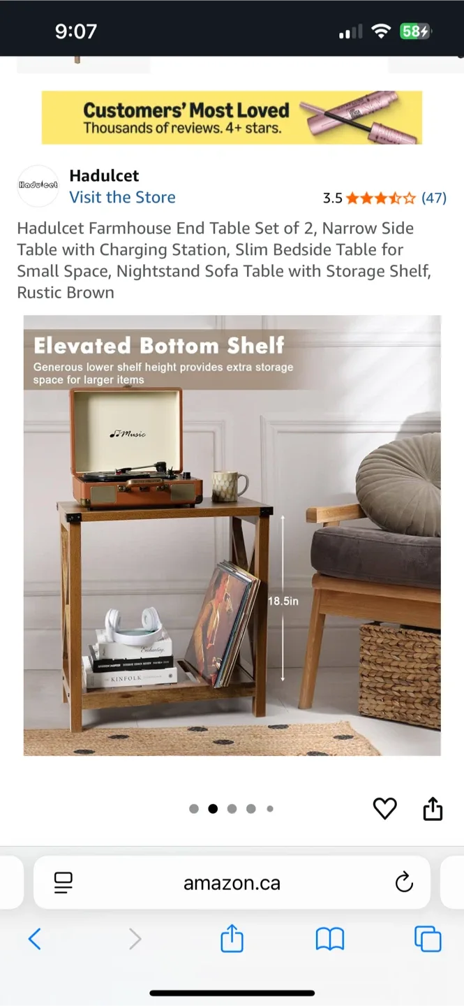 Farmhouse End Table Set of 1, Rustic Brown image indicator(2)