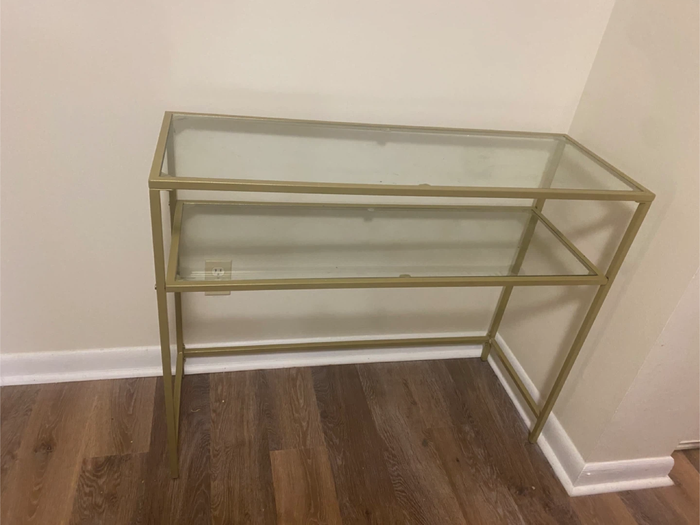 Gold Metal & Glass Console Table