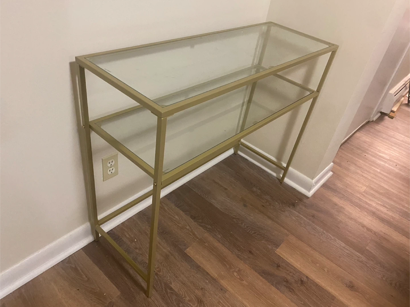 Gold Metal & Glass Console Table - photo 2