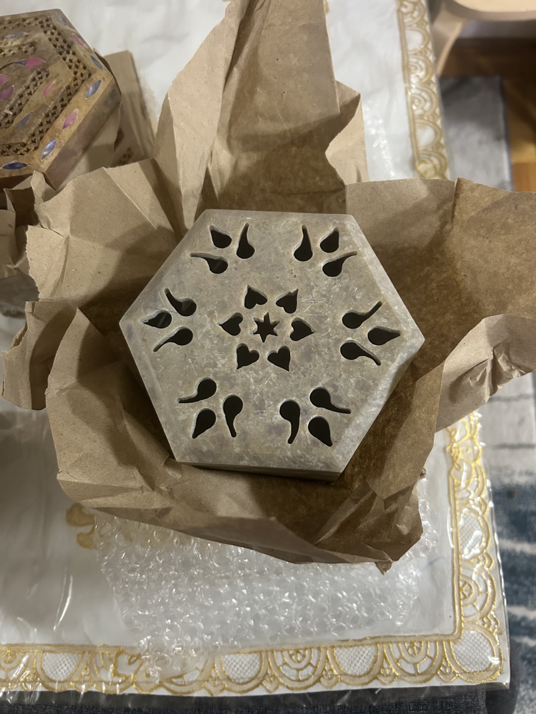 Decorative soapstone box