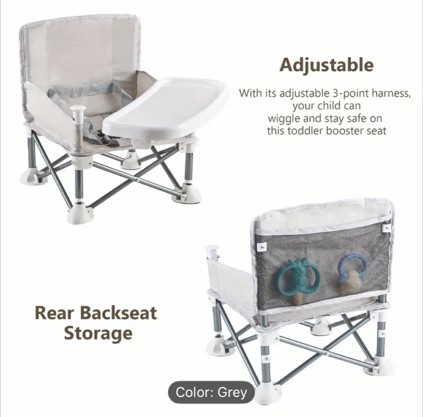 Grey Portable Baby Booster Seat - Like New! - photo 2