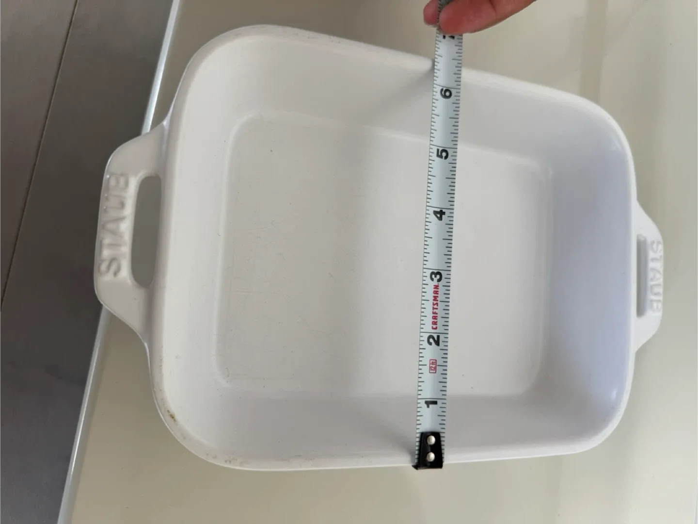 MOVING OUT SALE! 2 Staub Rectangular Baking Dishes, White image indicator(9)