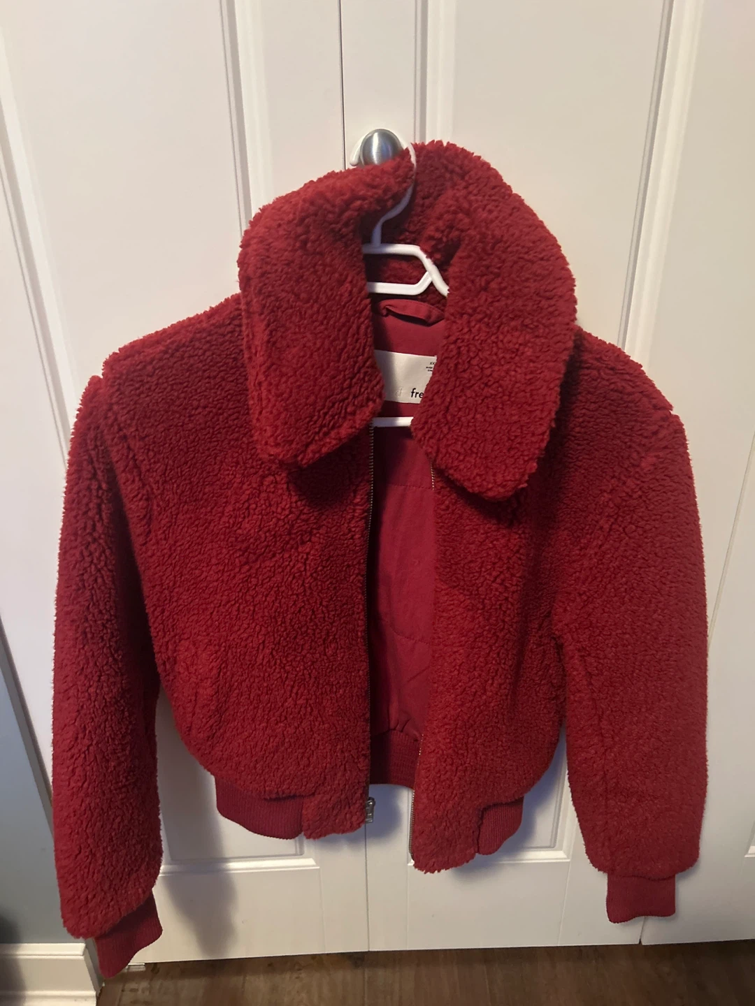 Aritzia Free People Red Teddy Jacket