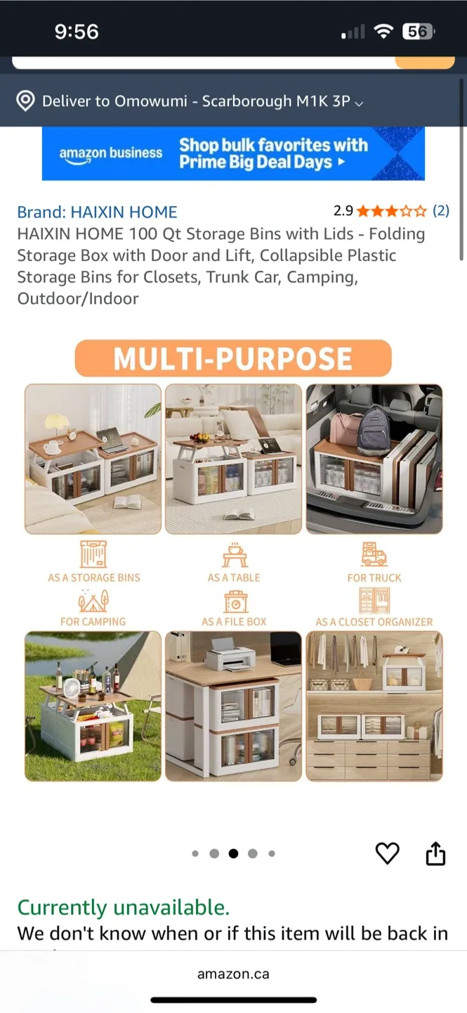 HAIXIN HOME 100 Qt Storage Bins with Lids - Folding image indicator(2)