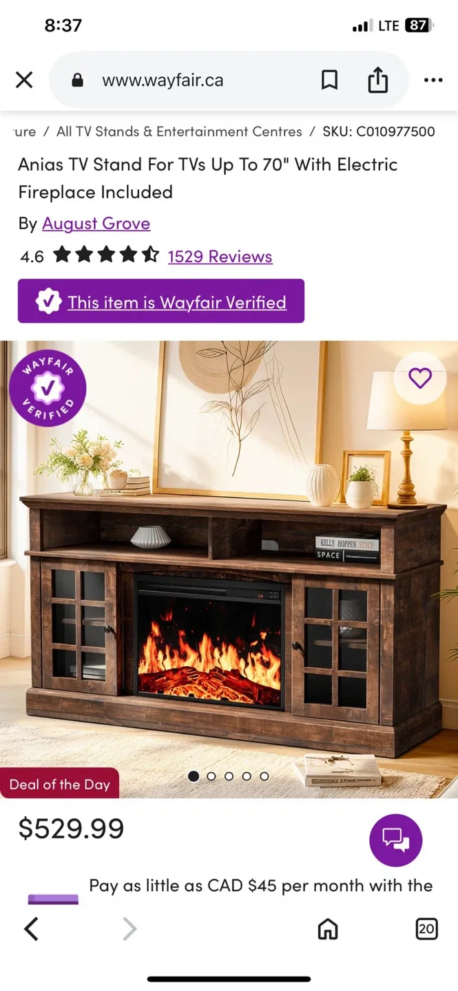 Dark Brown Fireplace TV Stand, 56 inch image indicator(8)