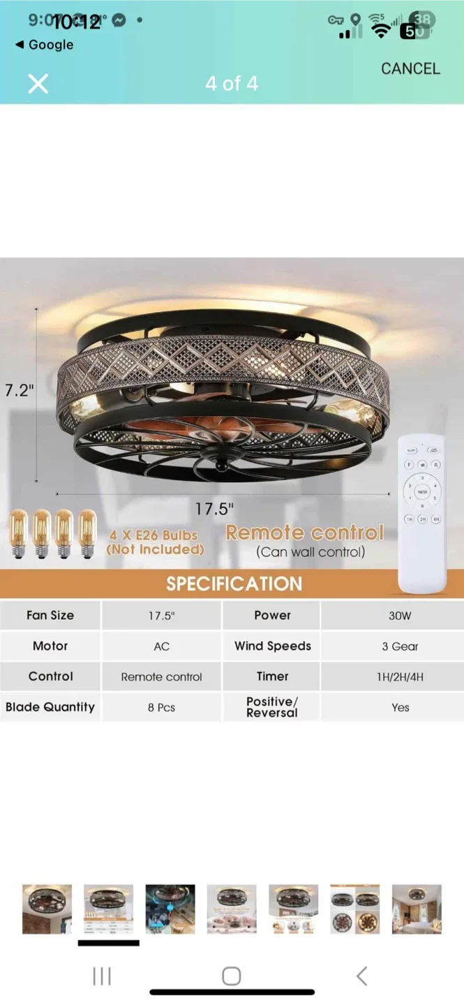 Flush Mount Ceiling Fan with Lights & Remote image indicator(2)