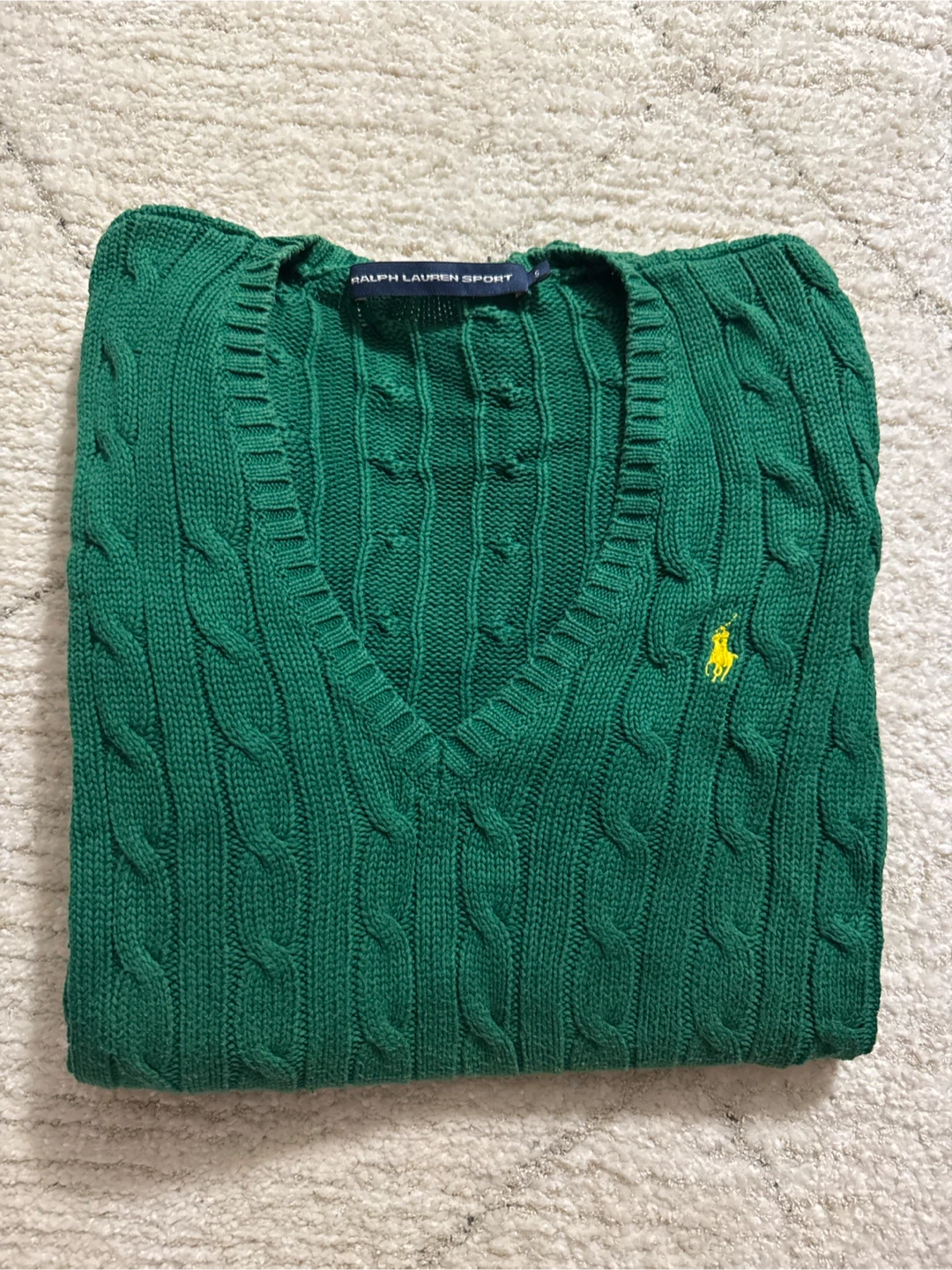 Ralph Lauren Sport Green Cable Knit Sweater - Size S