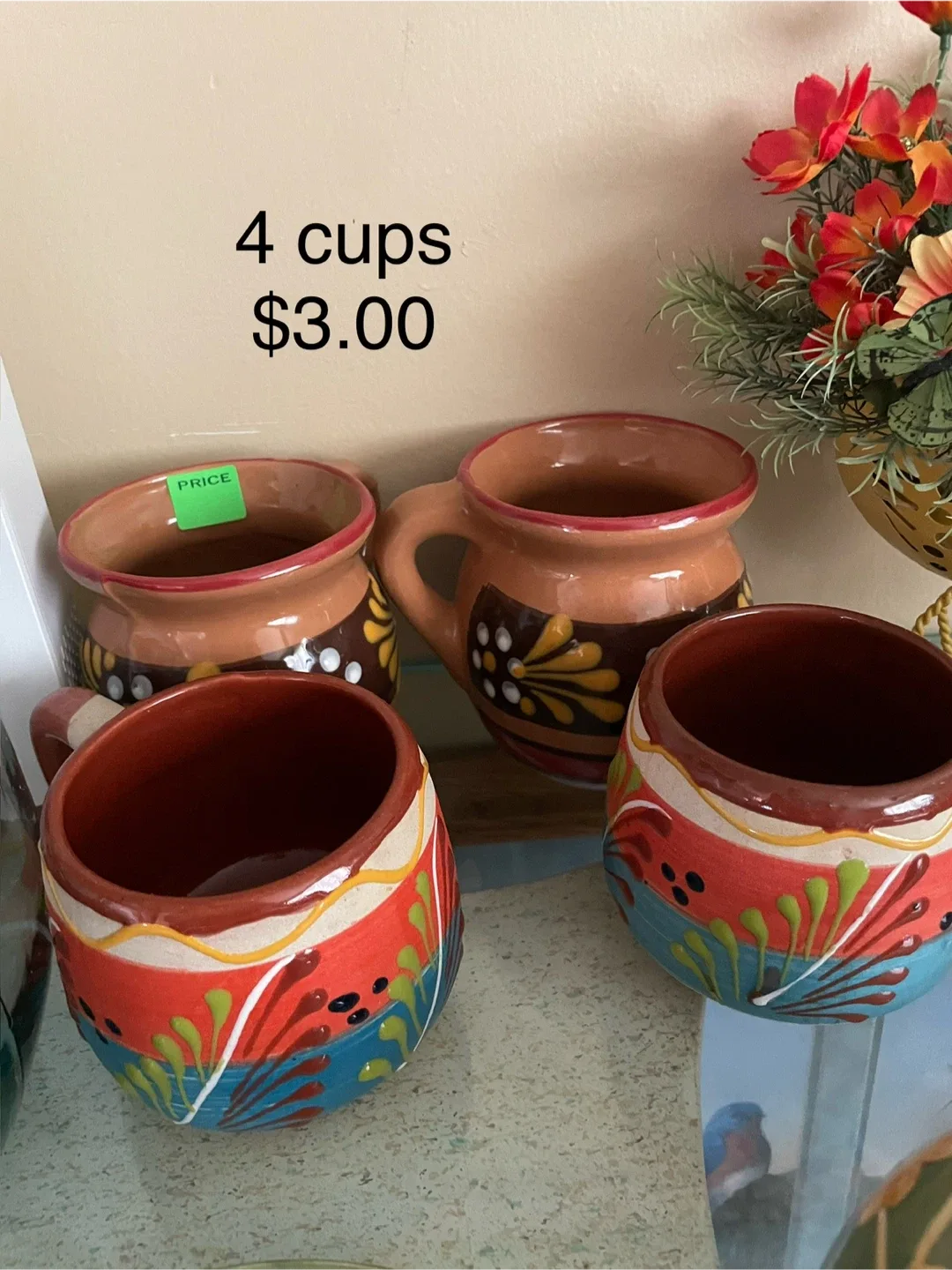 4 Mexican Pottery Cups - $3 thumbnail