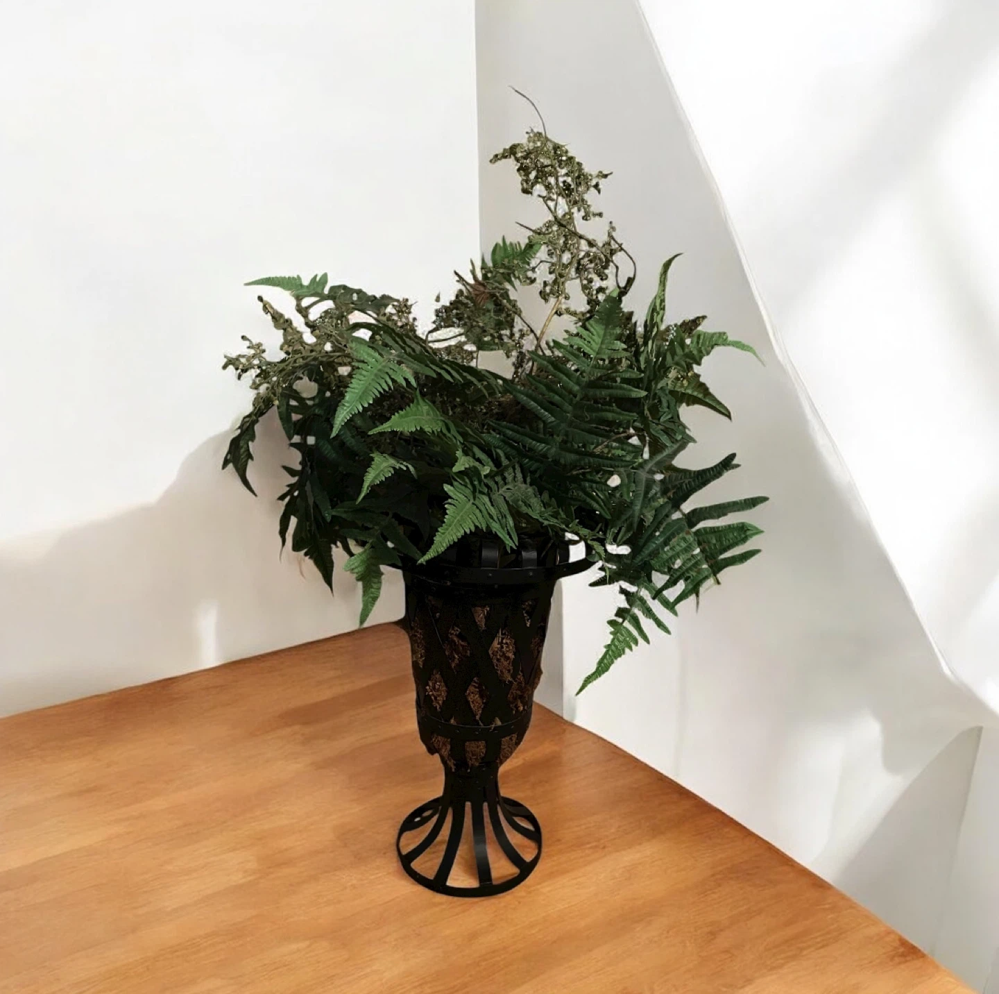 Ferns in Metal Vase