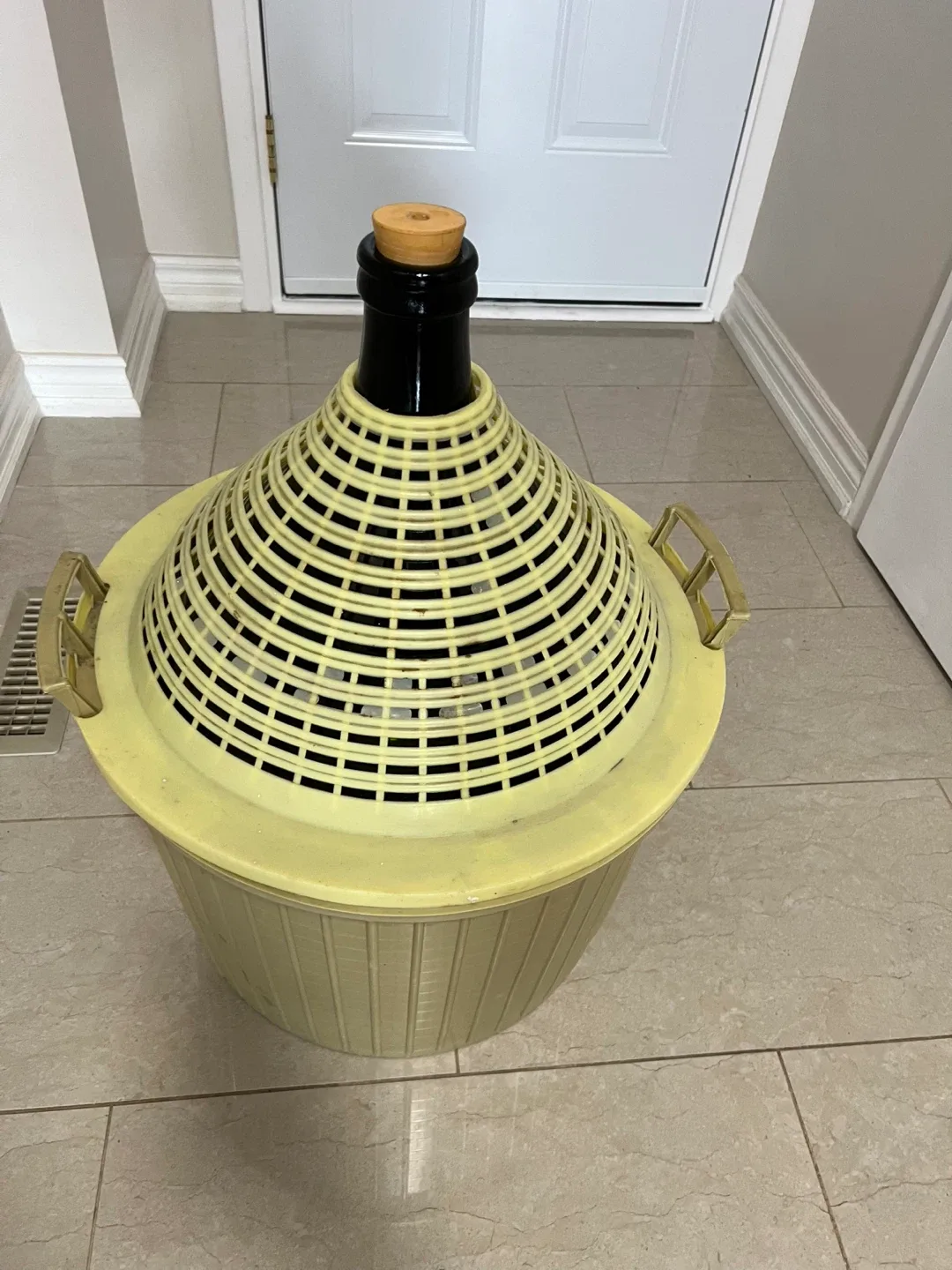 Large Glass Demijohn with Basket