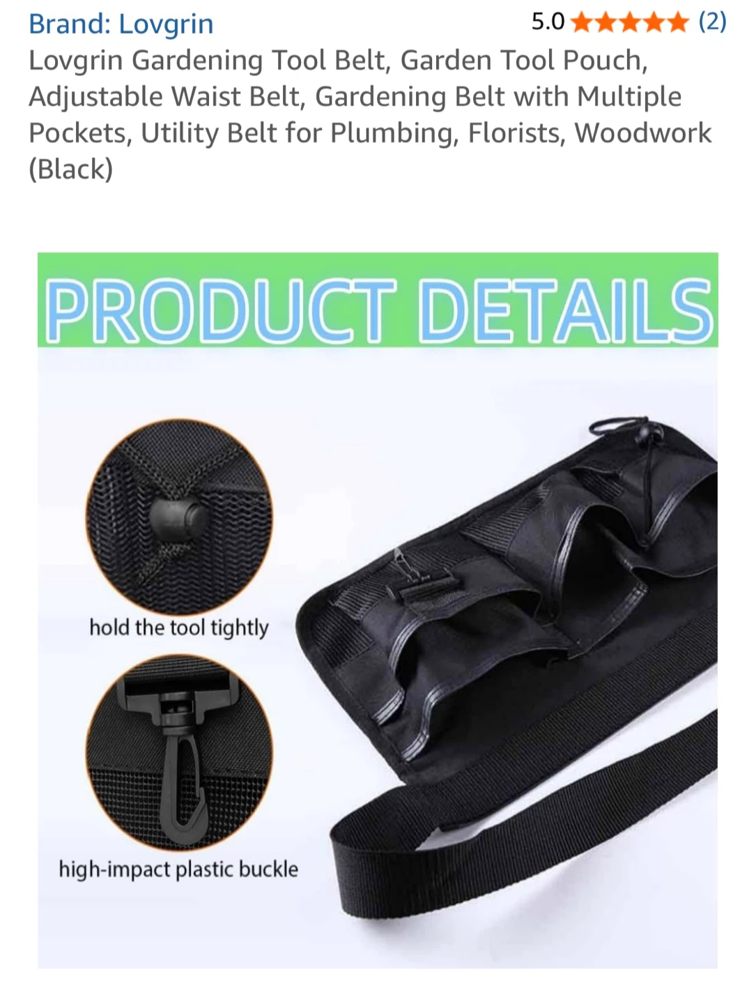 Lovgrin Gardening Tool Belt - Black - photo 5