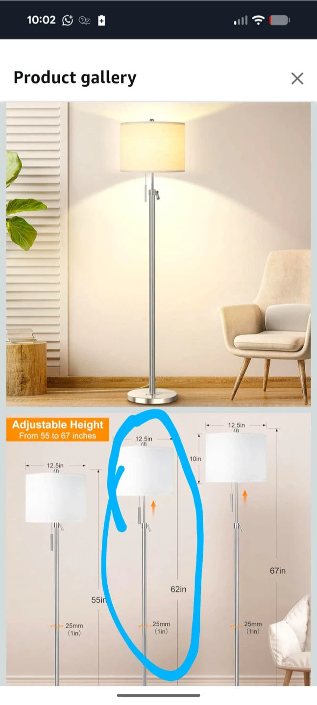 Floor Lamp, Adjustable Height 55-67 inches - photo 2