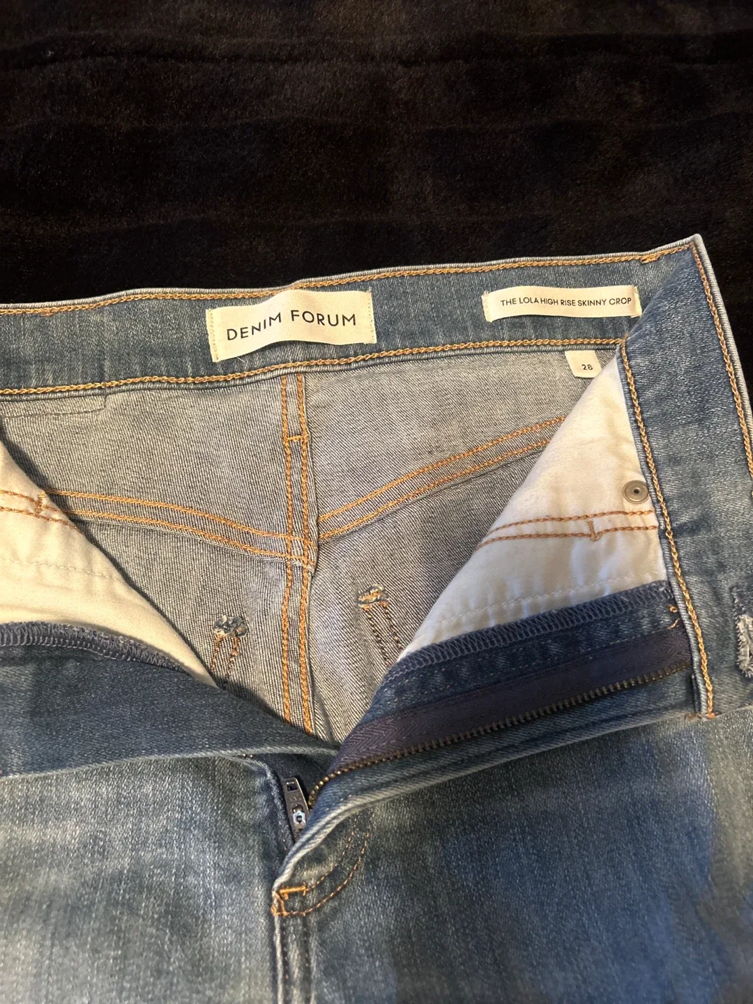 Denim Forum Lola High Rise Skinny crop.  Size 28 image indicator(2)