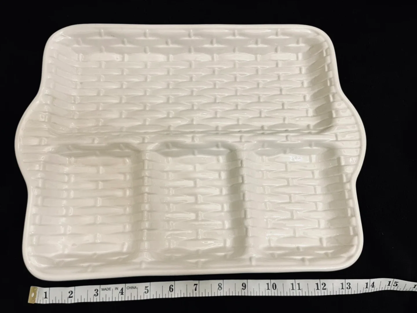 White Ceramic Divided Serving Tray thumbnail
