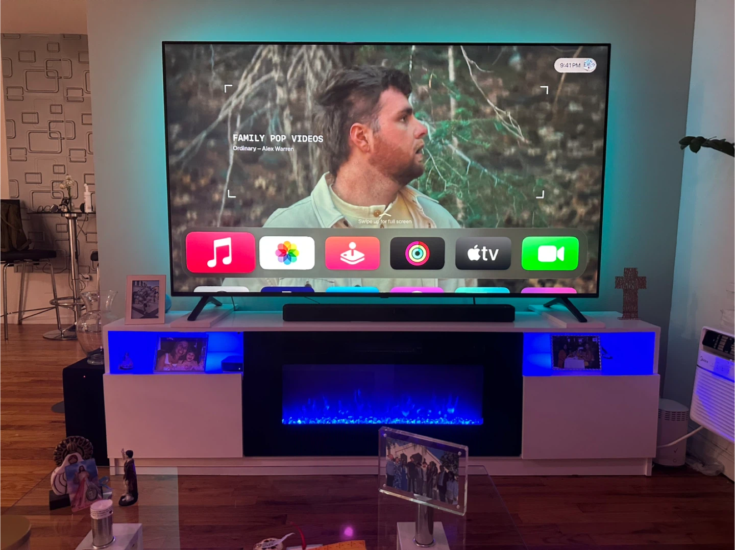 TV stand with electric fireplace + Bookcase with led lighting - photo 3