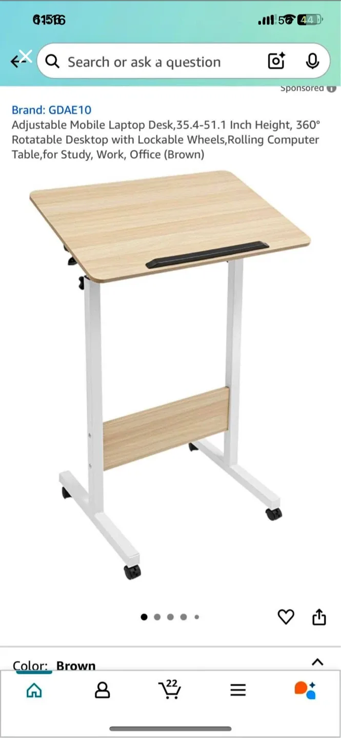 Adjustable Mobile Laptop Desk - Brown image indicator(2)