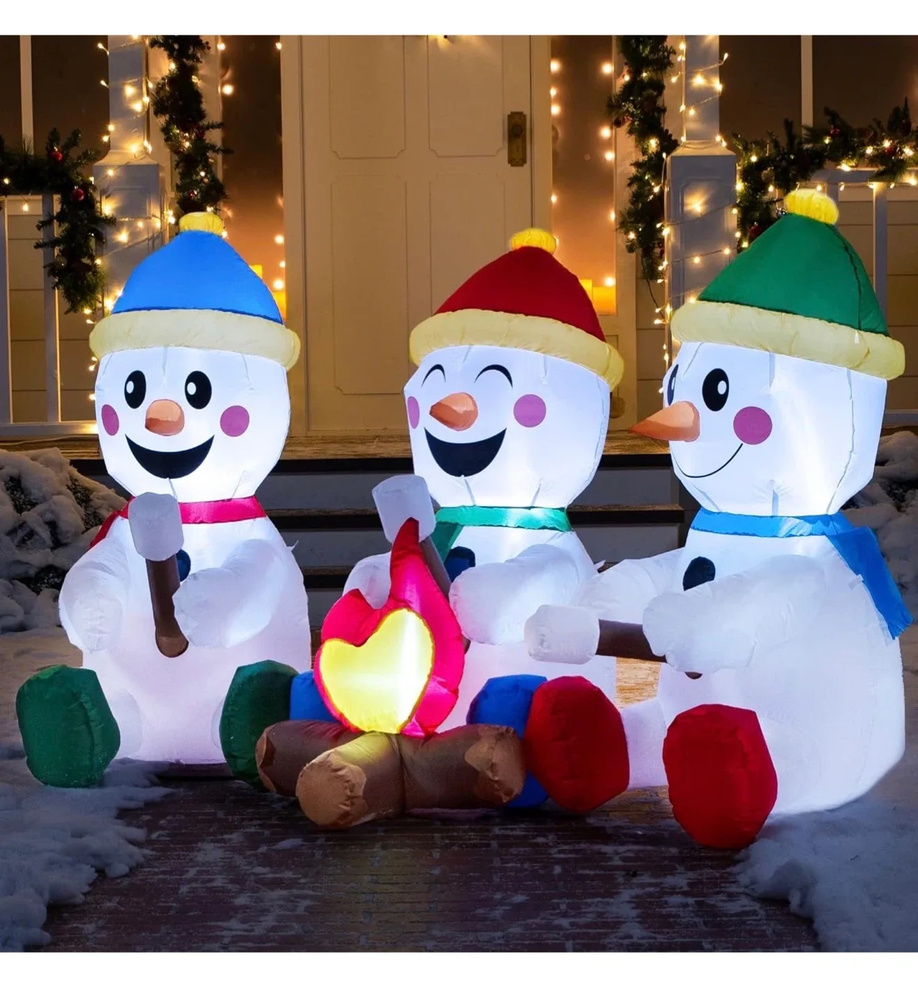 Joiedomi Holiday Inflatable Small Snowmen with Campfire - 6FT image indicator(5)