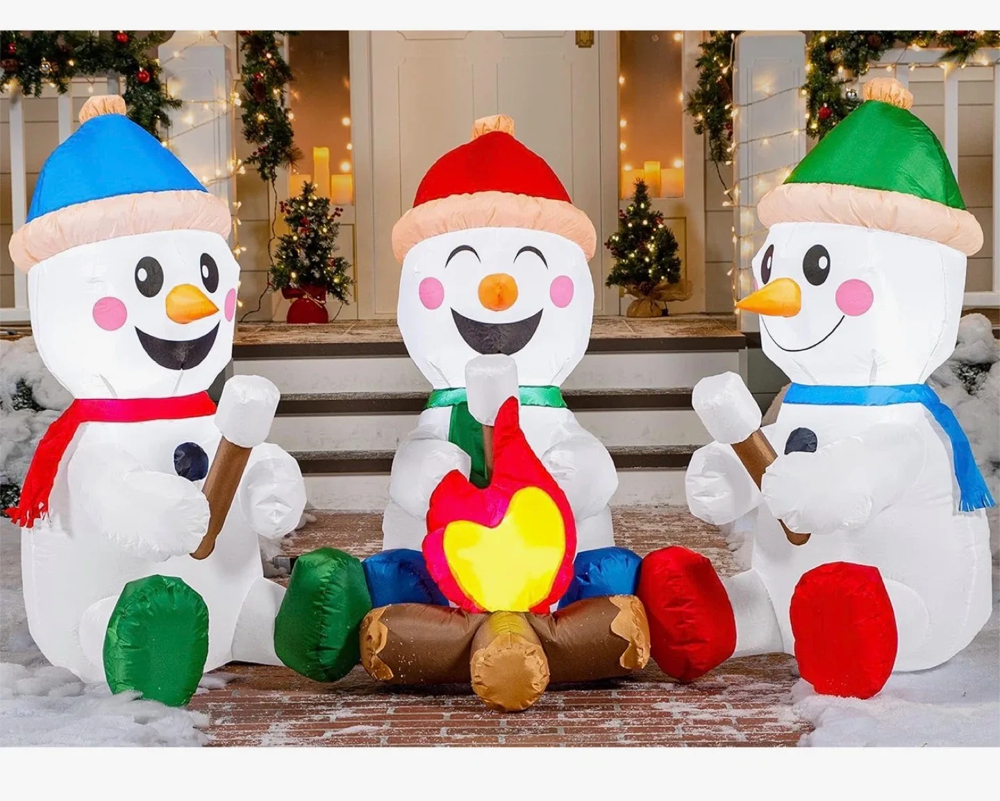 Joiedomi Holiday Inflatable Small Snowmen with Campfire - 6FT image indicator(3)
