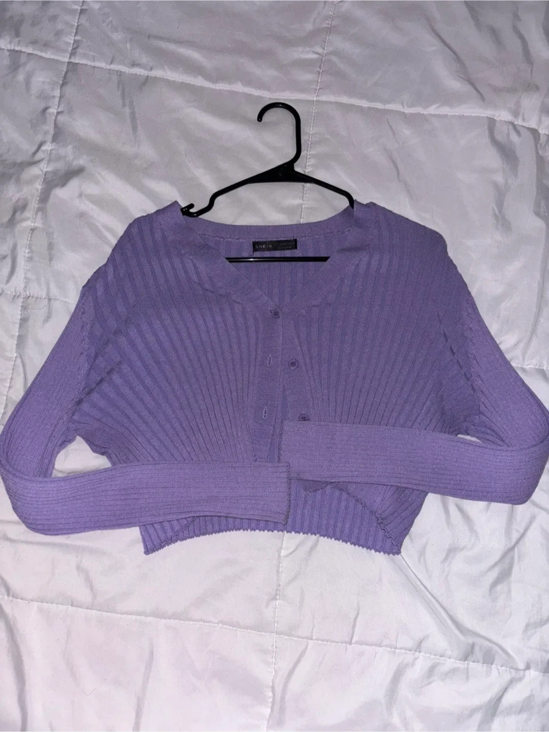 SHEIN Purple Knit Cardigan - Size L thumbnail