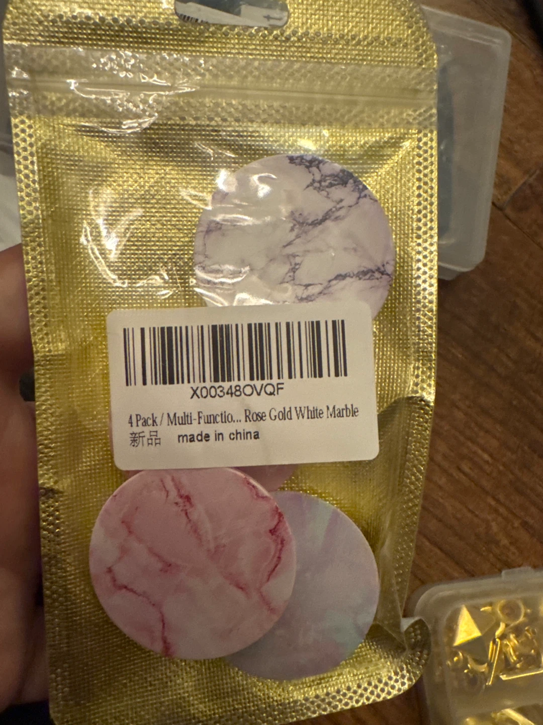 New 4 Pack Rose Gold White Marble Phone Grip