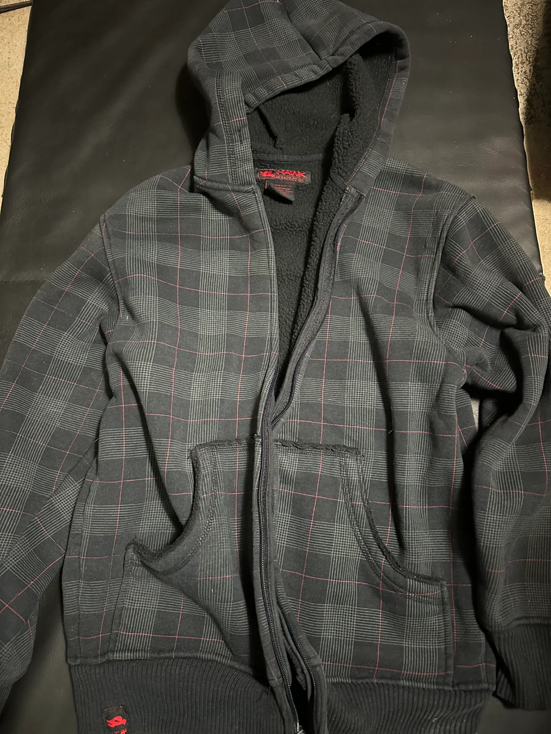 Tony Hawk Plaid Fleece Lined Zip Hoodie