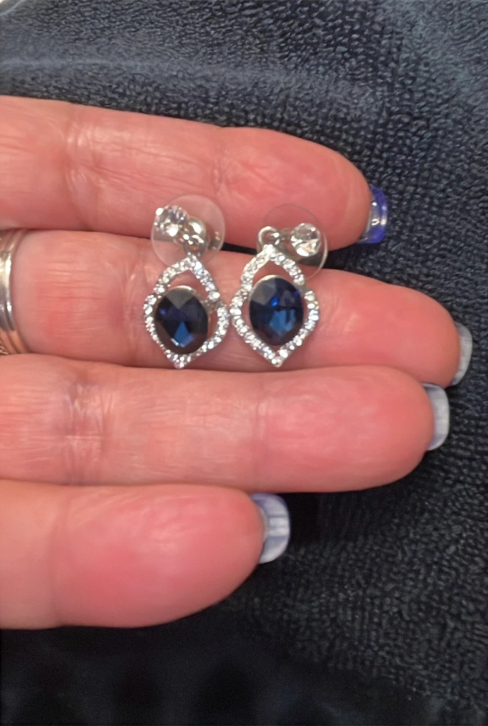 Stunning Royal blue Crystal Necklace Set with Earring - photo 3