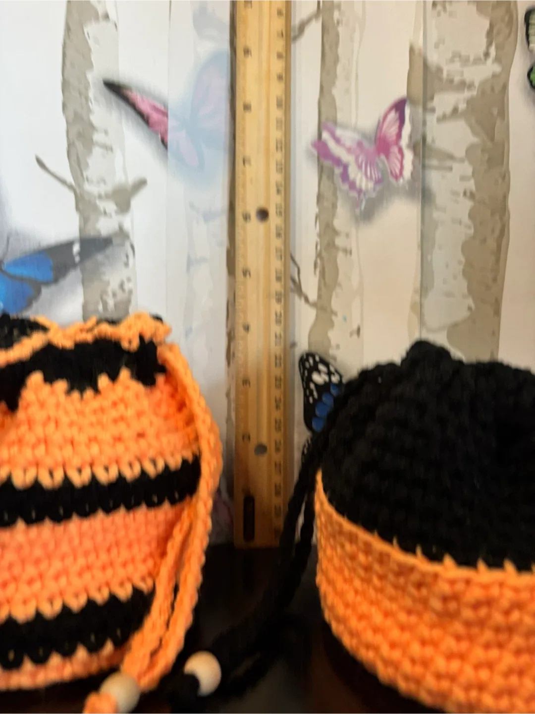 Handmade Crochet Drawstring Pouches. Halloween boo bags. image indicator(3)