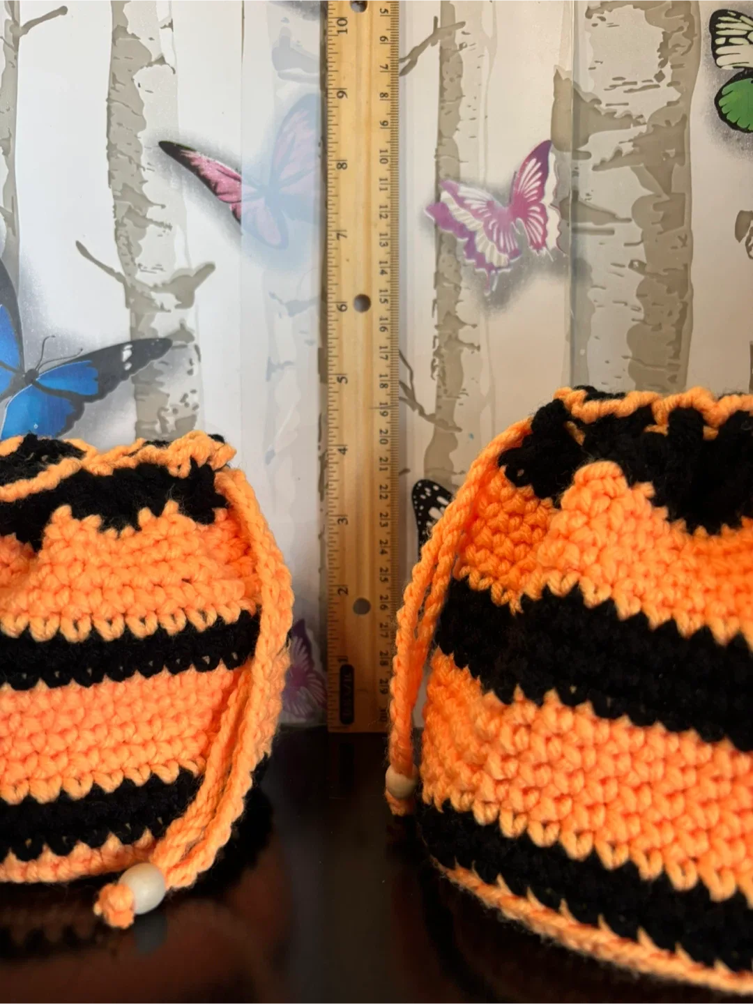 Handmade Crochet Drawstring Pouches. Halloween boo bags. image indicator(2)