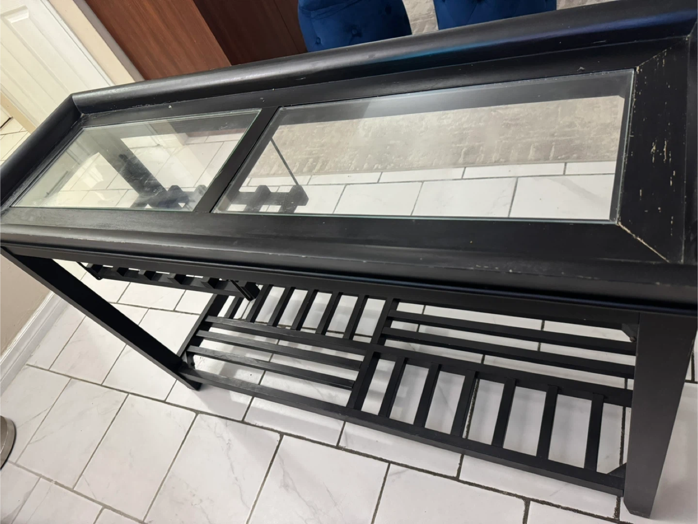 Bar table/ Black Glass Top Console Table - 48 x 16 inches - photo 2