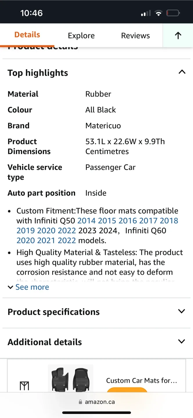 Infinity Qx50 Black All Season Rubber Floor Mats image indicator(2)