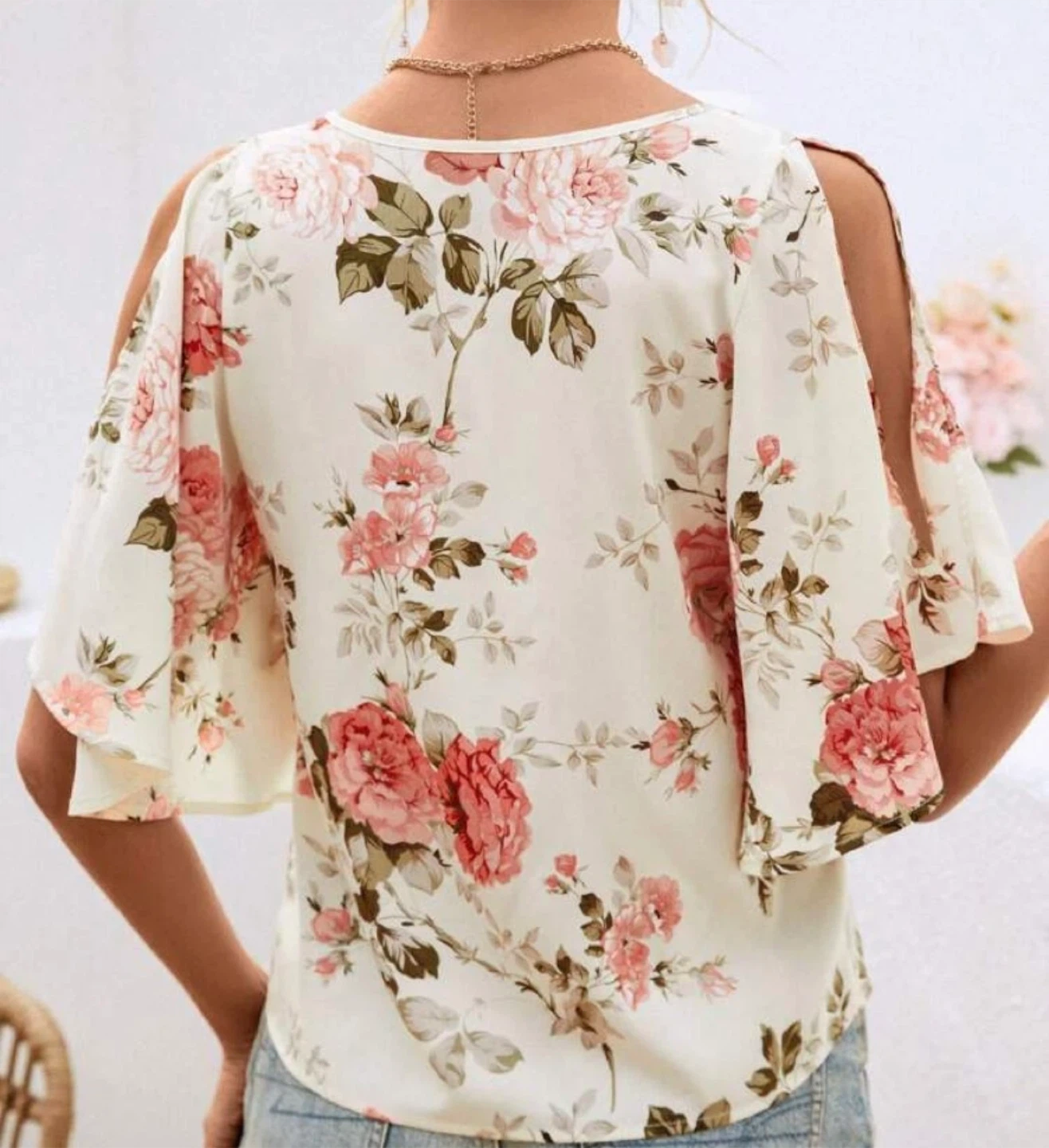 Floral Cold Shoulder Blouse - photo 2